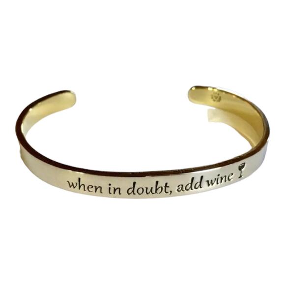 Far Fetched When in Doubt Add Wine Cuff Bracelet Mixed Metals - Picture 1 of 4